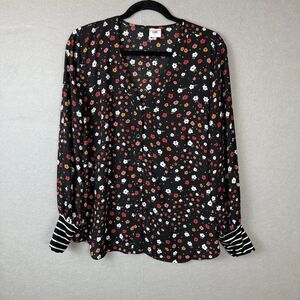 CAbi Woman’s #3957 Heart of CAbi Cheerful Floral Flowers Blouse L Long Sleeve